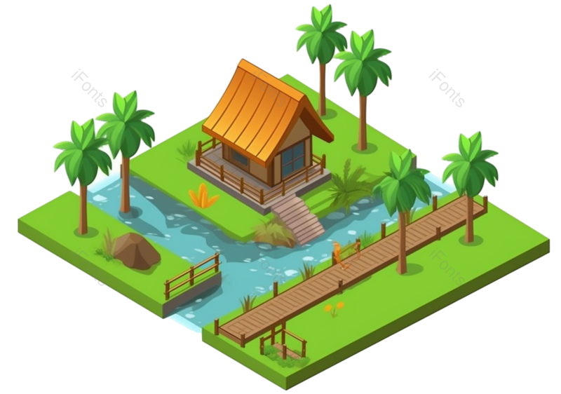 卡通图片,3d立体元素,立体树PNG,环境免抠素材